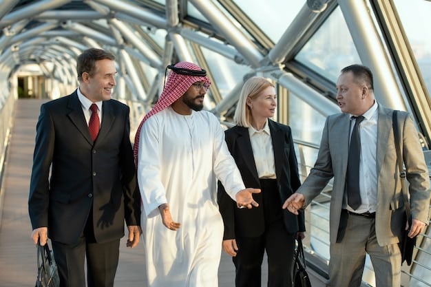 A split image showing a meeting between US and Saudi officials on one side, and a protest for human rights in Saudi Arabia on the other. The image visually represents the conflicting interests and values at play in the relationship.