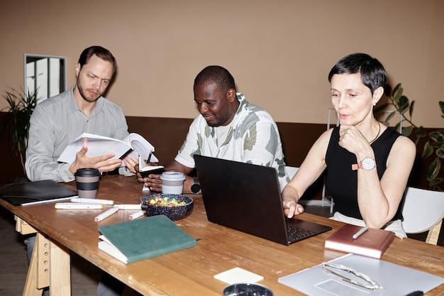 A diverse group of diplomats from different countries meeting around a table, with documents related to food security agreements scattered on the table.