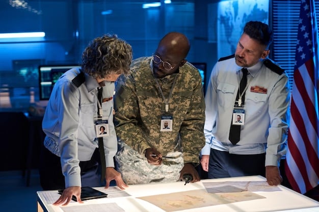 A photo depicting a high-level meeting between US military officials and their counterparts from a Middle Eastern ally. The setting is a formal conference room, and the atmosphere is serious and focused.