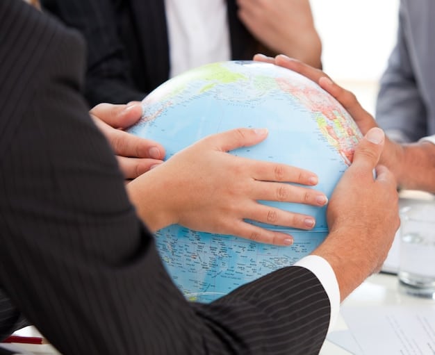 World leaders at a climate summit, shaking hands and signifying international cooperation on climate change agreements.