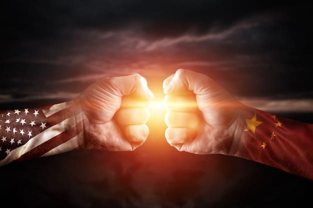 A photograph symbolizing strained diplomatic relations, perhaps depicting two hands pulling apart a US and EU flag. The image should convey tension and disagreement.